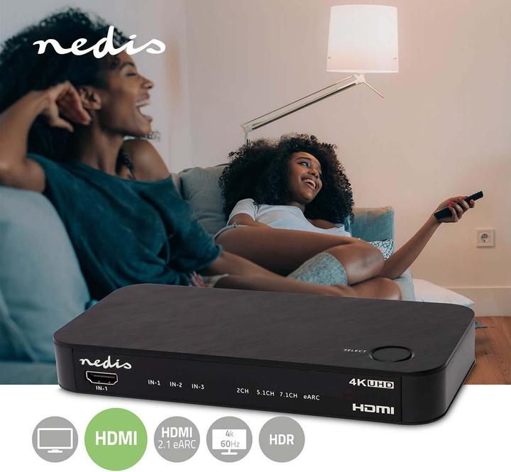 Actual product image Nedis Digital Audio Converter | 2-way | Connections - Input: DC Power / 3x HDMI™ Input | Connections (0.06 m, Optical)