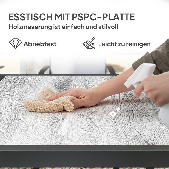 Produktbild Swisshandel24 7 tlg. Essgruppe für 6 Personen, Stühle stapelbar, Stahlgestell, Grau (87 cm)