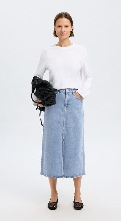 Produktbild Selected Femme Hellblauer Midi Jeansrock (34)