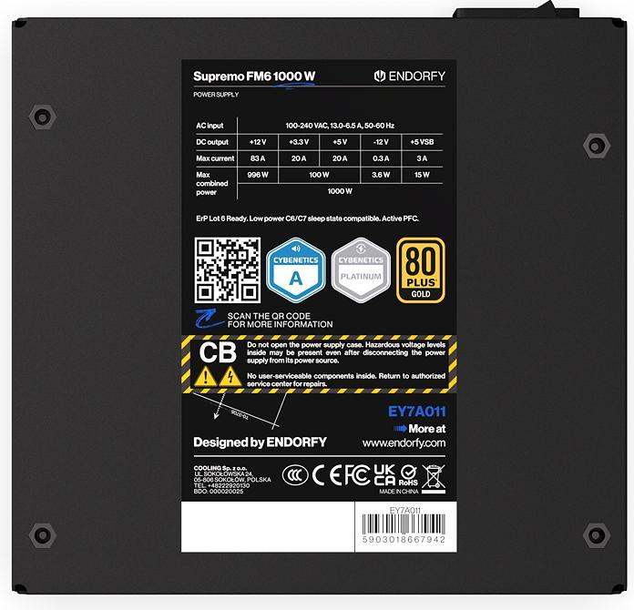 Actual product image Endorfy PSU Supremo FM6 80+ Gold 1000 W (1000 W)