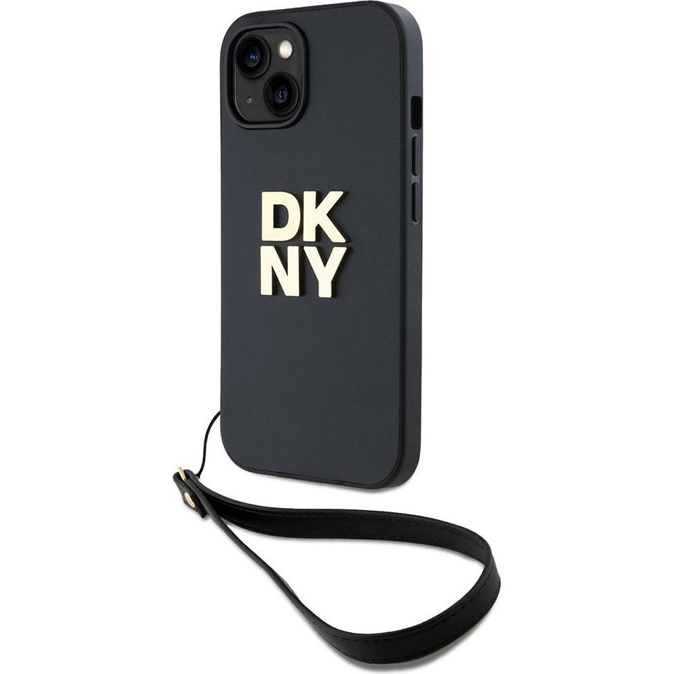 Thumbnail - DKNY PU Leather Stack Logo Wrist Strap Case for iPhone 13 Black (Apple iPhone 13), Smartphone Hülle, Schwarz
