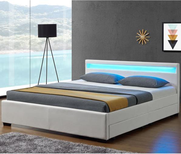 Actual product image Juskys Lyon upholstered bed with bed base and LED lighting (180 x 200 cm)