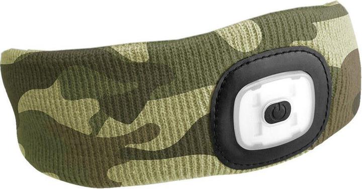 Produktbild Sixtol Stirnband mit Stirnlampe 180lm, wiederaufladbar, USB, Universalgrösse, Baumwolle/PE, Camouflage (180 lm)