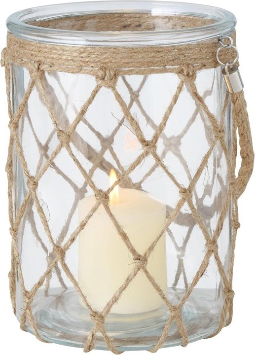 Boltze Home Photophore Catch 22 cm, verre/jute (1 x, 21.5 x 16 x 17.5 cm)