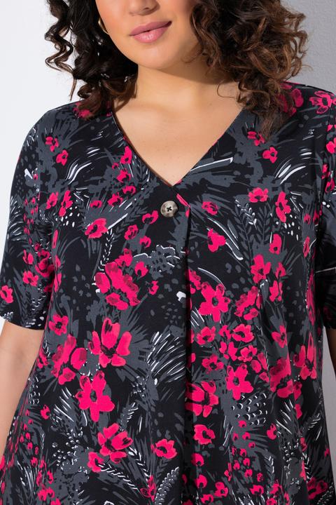 Produktbild Ulla Popken Jersey-Midikleid, A-Linie, V-Ausschnitt, Halbarm (50, 52)