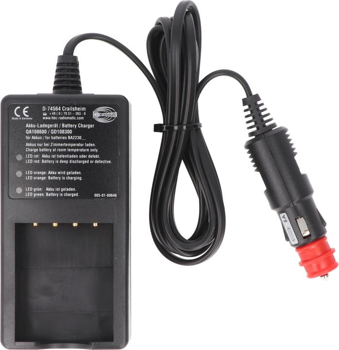Actual product image HBC Radiomatic Original charger HBC QD108300 suitable for HBC BA22300, with 12 volt plug (10 V)