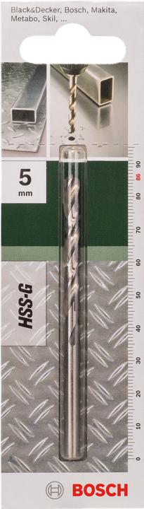 Produktbild Bosch Zubehör Metallbohrer HSS-G, DIN 338 D= 5,0 mm L= 86 mm (5 mm)