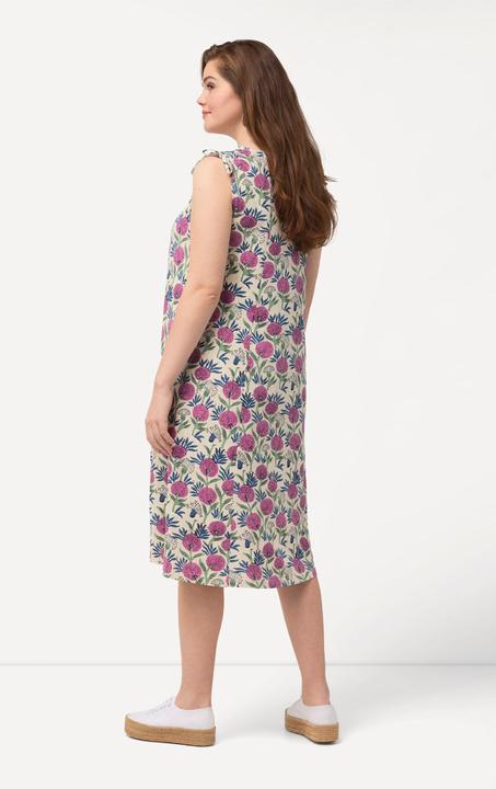 Immagine prodotto Ulla Popken Abito midi dal taglio smanicato in cotone biologico con fiori e scollo a V (46, 48)