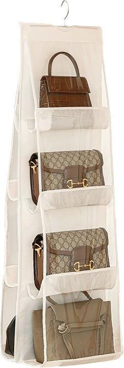 Image du produit Hermex Sac de rangement suspendu Organiseur pour sacs à main 8 compartiments Blanc
