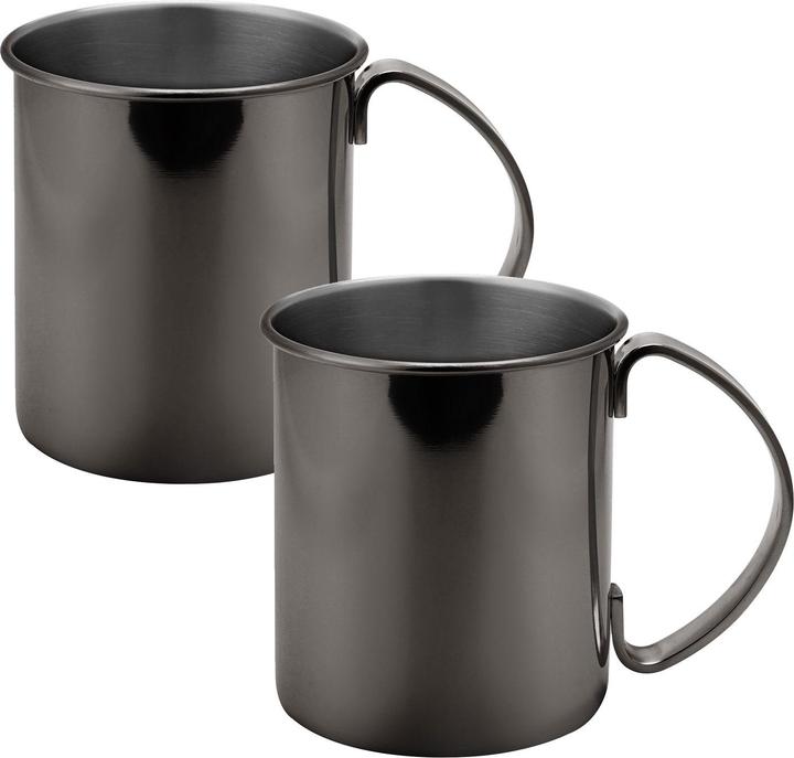 Echtwerk EW-MM-1004S Moscow Mule Becher Set 2tlg aus Edelstahl, 1000 ml, schwarz (1000 ml, 2x)
