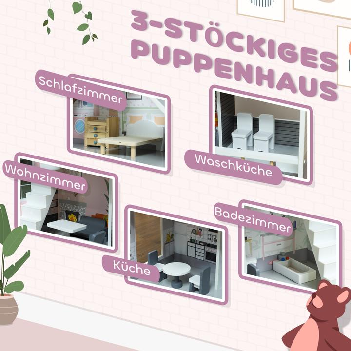 Immagine prodotto Aiyaplay Puppenhaus MDF, Kiefernholz Grau