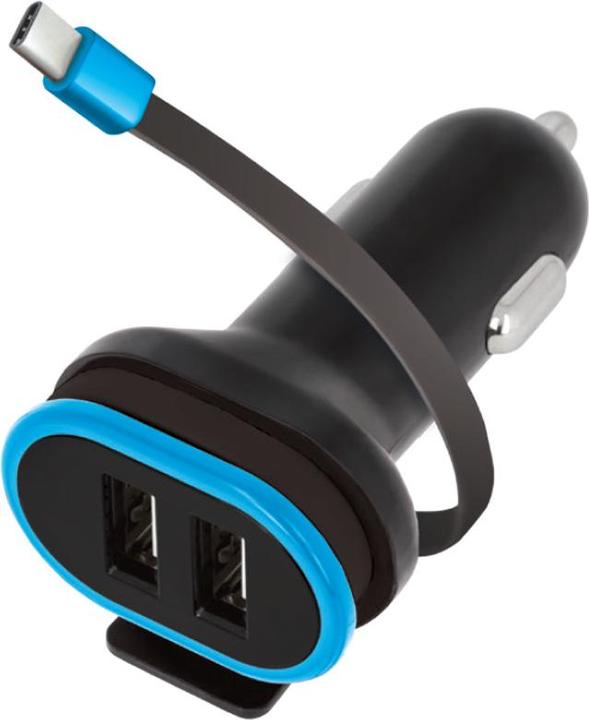 Image du produit Forever CC-02 chargeur de voiture 2x USB 3A noir avec câble USB-C 0,2 m
