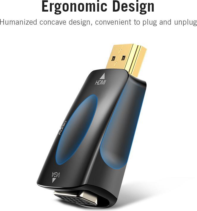 Productafbeelding Vention HDMI naar VGA-adapter AIDB0 met 3,5 mm audio (HDMI, Audio, 14 cm)