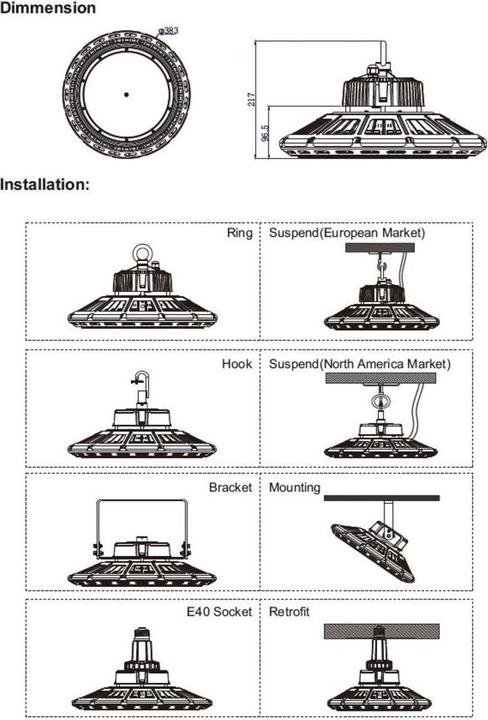 Actual product image Synergy 21 LED spot pendant luminaire UFO 100W for industry/warehouses nw 90Â° (13500 lm)