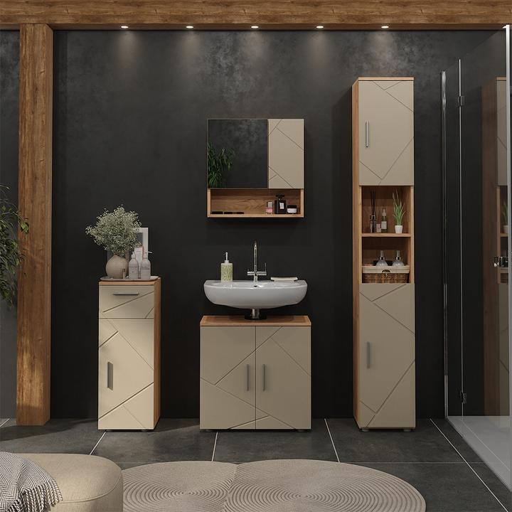 Produktbild Vicco Midischrank Irma, Goldkraft Eiche/Beige, 30 x 81 cm (30 x 30 x 81 cm)