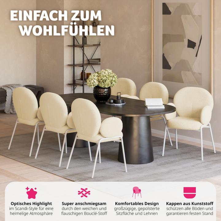 Image du produit tectake Set de 6 chaises Scandi rembourrées