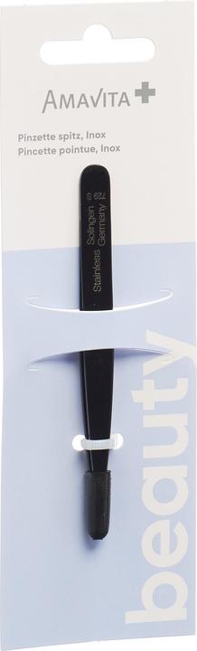 Actual product image Amavita Beauty tweezers pointed Inox black matt