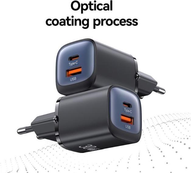 Actual product image Usams Ład. siec. CC254 30W GaN USB-C/USB-A Fast Charging HC Series czarny/black CC254TC01 (30 W)