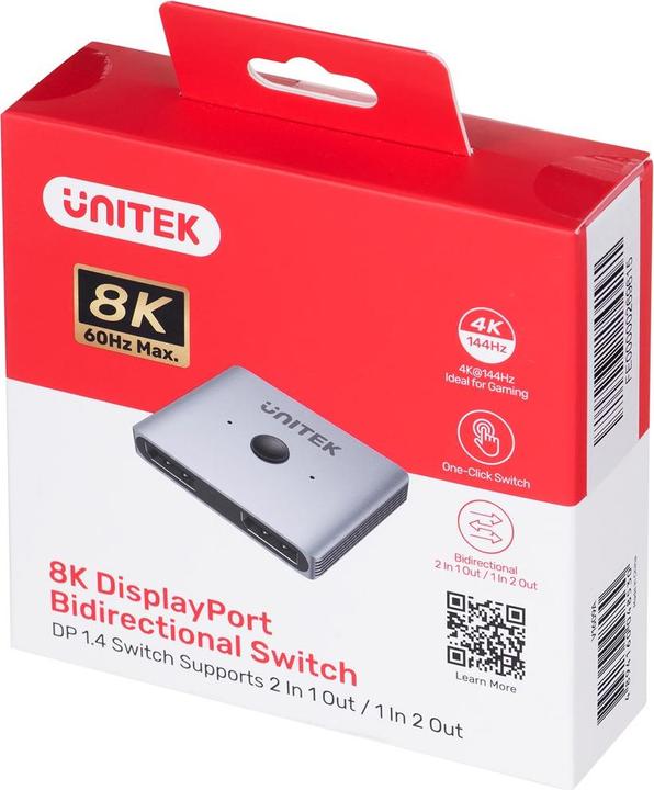 Image du produit Unitek Dwukierunkowy przełącznik DP 1.4 8K 2-na-1