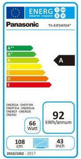 Energie-Label Panasonic Tx-43fsw504 (43", LCD, Full HD, 2018)