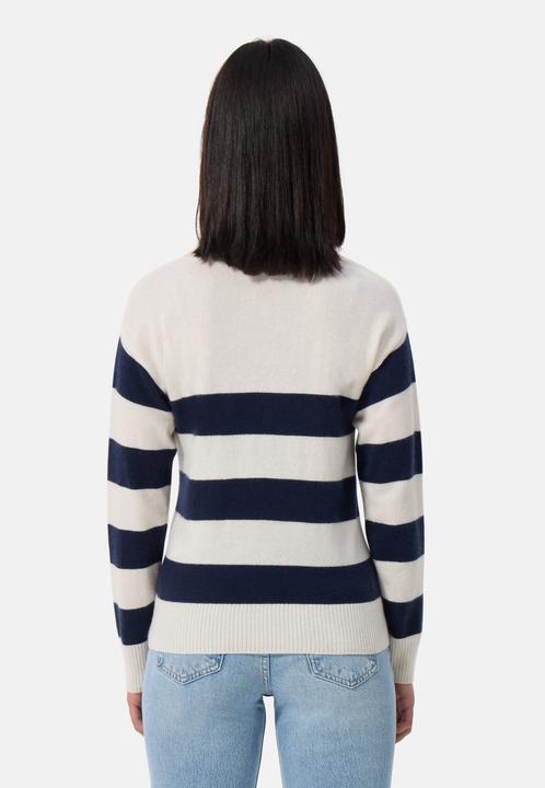 Actual product image Cash-Mere Kaschmir Pullover mit Polokragen gestreift (M)