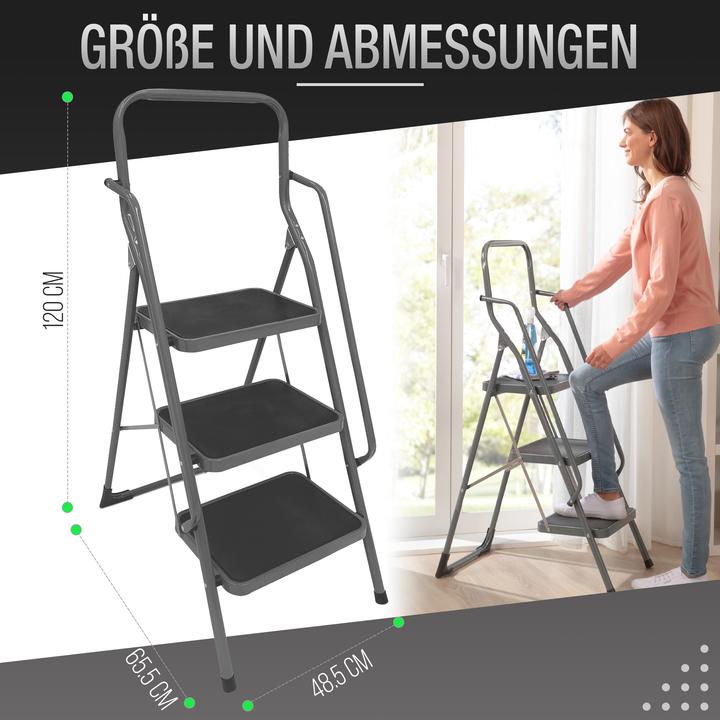 Actual product image Aktivshop Safety ladder "3- or 4-step" with handrail (Scaffolding, 46 cm)