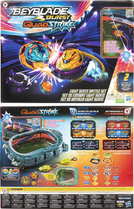 Actual product image Hasbro Beyblade Burst QuadStrike Light Ignite Beyblade Stadium Battle Set (German, French, Dutch, Swedish, Italian, Portuguese, English)