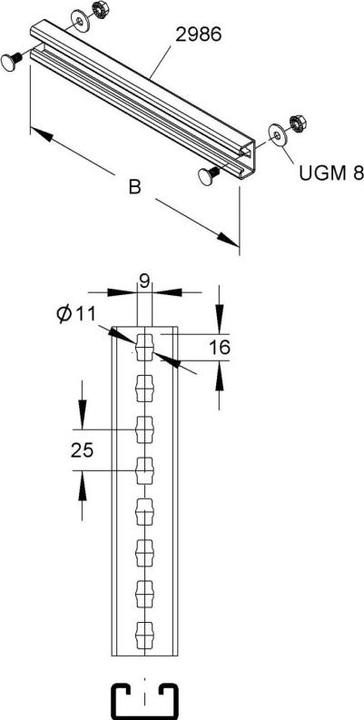 Actual product image Niedax NIE SPCKL 86/800 F rung f.climbing trays 40x22x2mm W=800mm 1kN