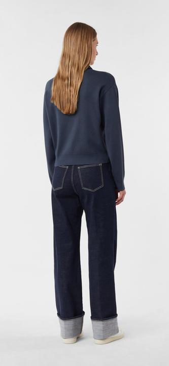 Produktbild Comma Strickpullover Strickpullover mit Denim-Polokragen und überschnittener Schulter (32)