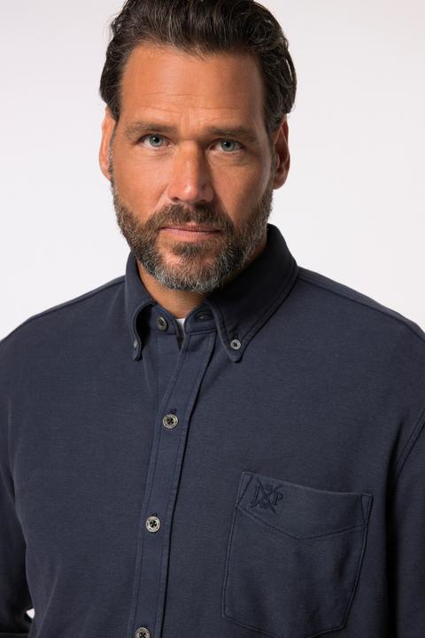 Actual product image JP1880 Piqué shirt, long sleeve, acid wash, Kent collar, modern fit, up to 8 XL (8XL)