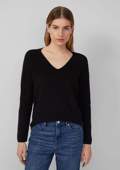 Produktbild s.Oliver Strickpullover Strickpullover aus Baumwollmix mit V-Ausschnitt (40)