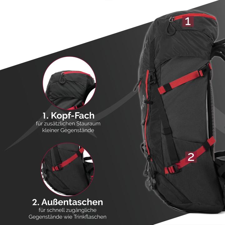 Immagine prodotto Steinwood Zaino da trekking 35L - Idrorepellente, con copertura antipioggia e ventilazione posteriore (36 l)