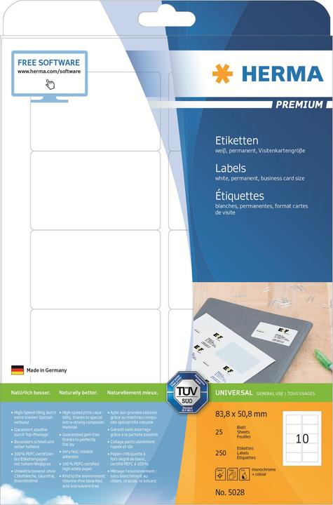 Produktbild HERMA Universal Etiketten A4