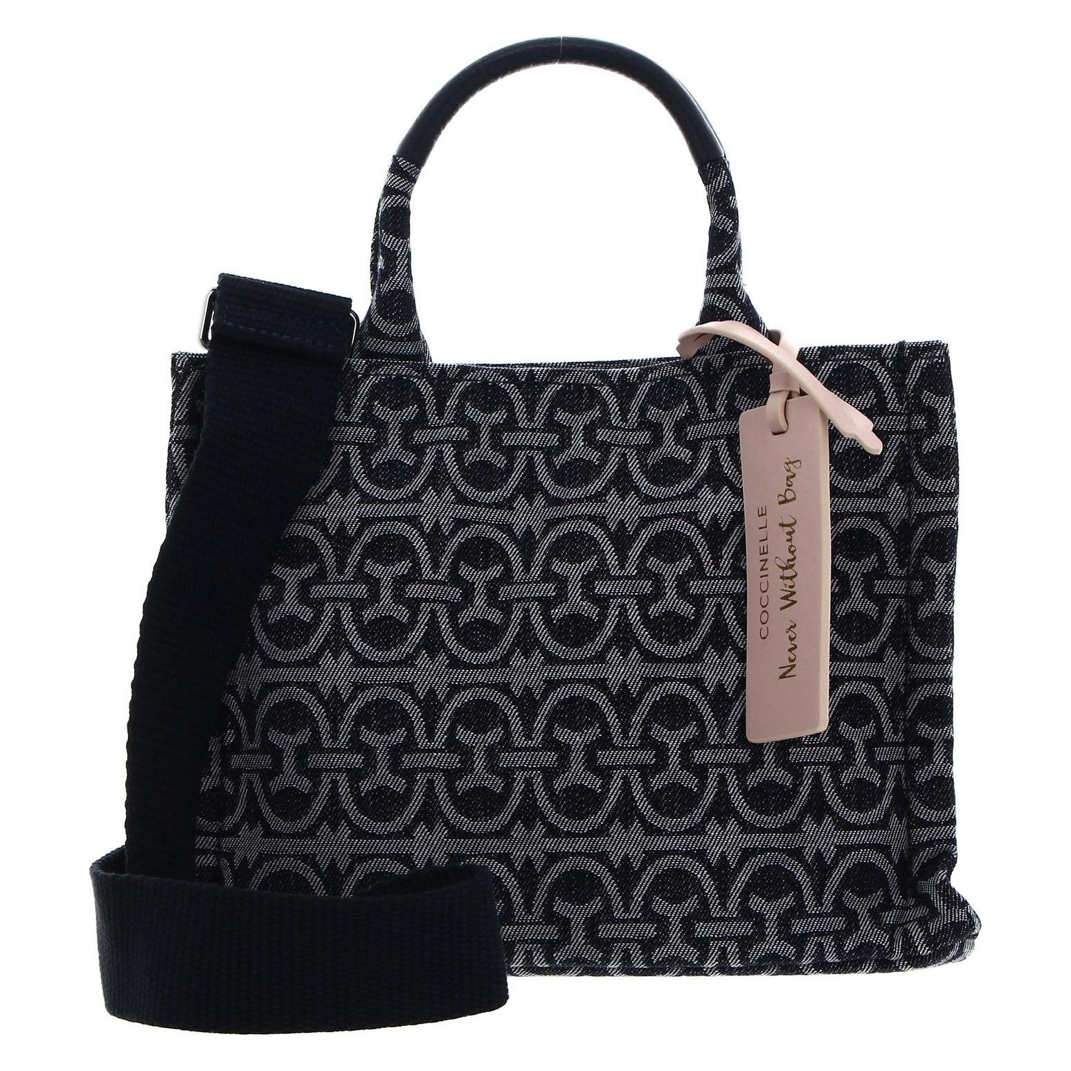 Coccinelle, Damen, Handtasche, Never Without B. Monog. Den Handbag Denim Jacquard, Mehrfarbig