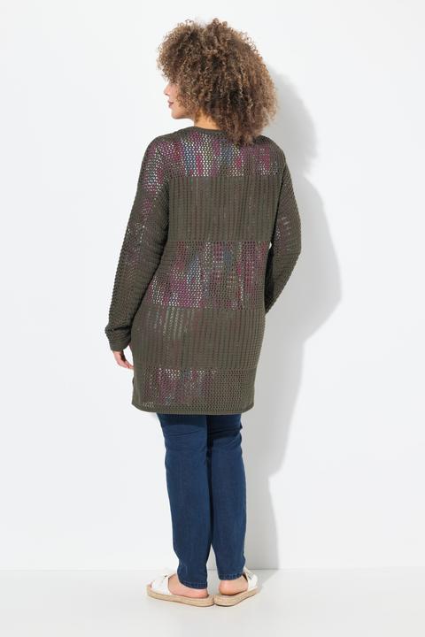 Actual product image Ulla Popken Mixed Texture Openwork Cardigan (46, 48)