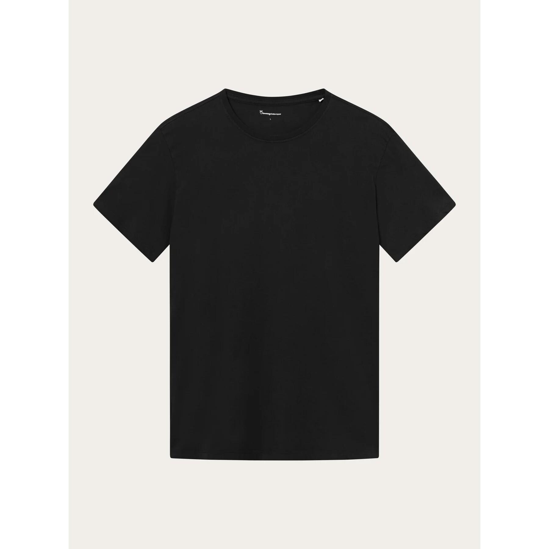 KnowledgeCotton Apparel, Herren, Shirt, Basic Tee Black Jet, Schwarz, (S)