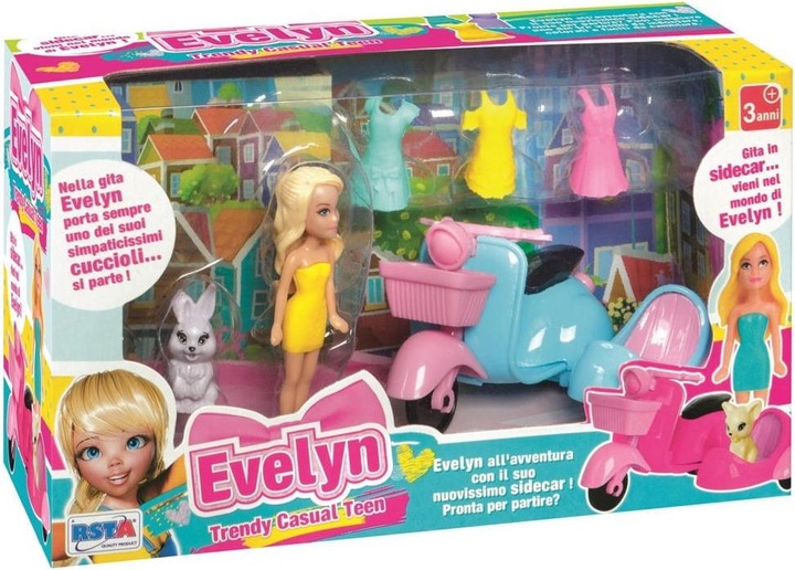 Actual product image Rs Toys Playset Mini Evelyn C. Scooter + 3 Dresses