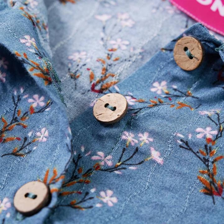 Produktbild vidaXL Kinderkleid mit Langen Ärmeln Petrolblau 92,Material: 50 (92)