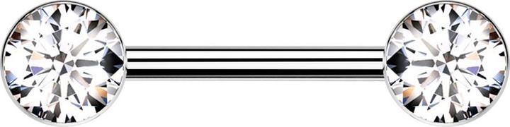 Actual product image Star Piercing Barbell Threadless silver with two hemispheres silver crystal silver (Titanium G23, without brass)