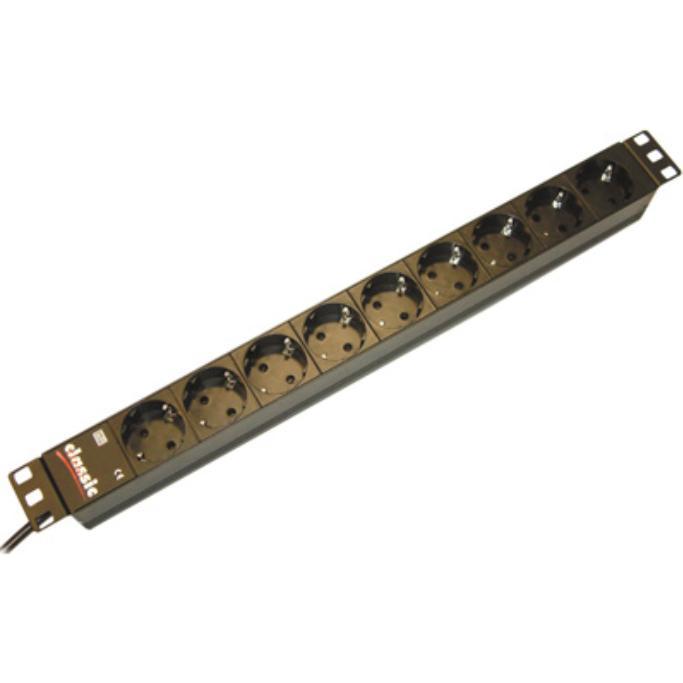 Bachmann, Steckdosenleiste, 48,30cm (19")-Steckdosenleiste ALU 1HE, 8-fach, s. schwarz, Schutzkontakt, 2 m, mit Schalter...