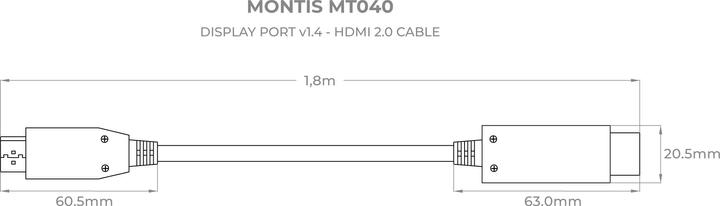 Actual product image Montiss Montis Cable DisplayPort v1.4 - HDMI v2.0 MT040 1 8 m Black Silver (1.80 m)
