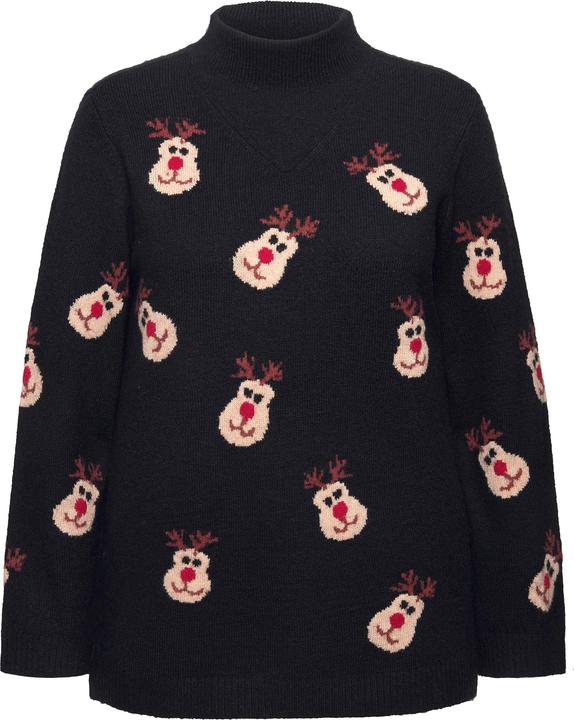 Image du produit Ulla Popken Pull à col montant et manches longues, motif rennes (42, 44)