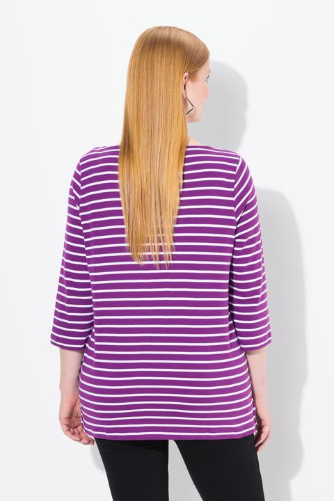 Produktbild Ulla Popken Ringelshirt, Pima Cotton, U-Boot-Ausschnitt, 3/4-Arm (42, 44)