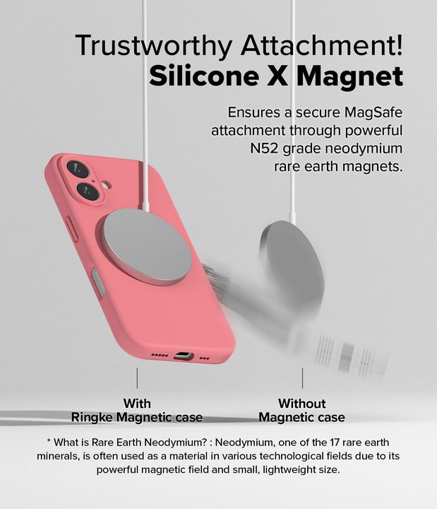 Actual product image Ringke Case for iPhone 16 SILICONE MAGNETIC PINK (Apple iPhone 16)