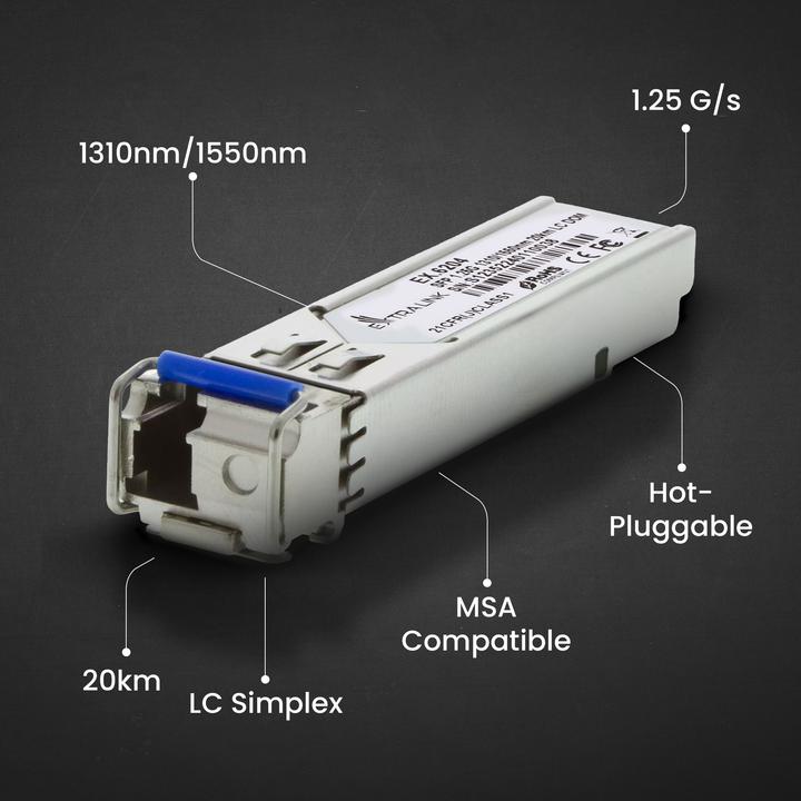 Actual product image Extralink SFP WDM 1310/1550nm | SFP Module | Single mode,, LC, DDM, Pair