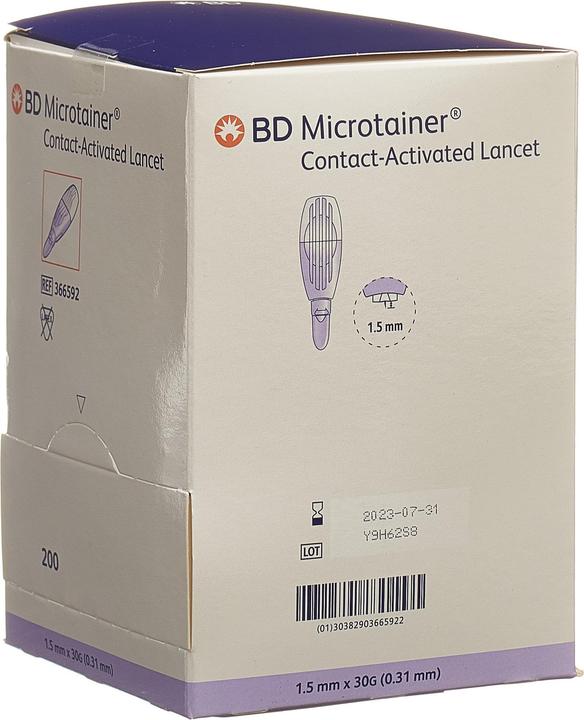 Produktbild BD kontaktaktivierte Lanzette für die Kapillarblutentnahme 30Gx1.5mm lila (Lanzette)