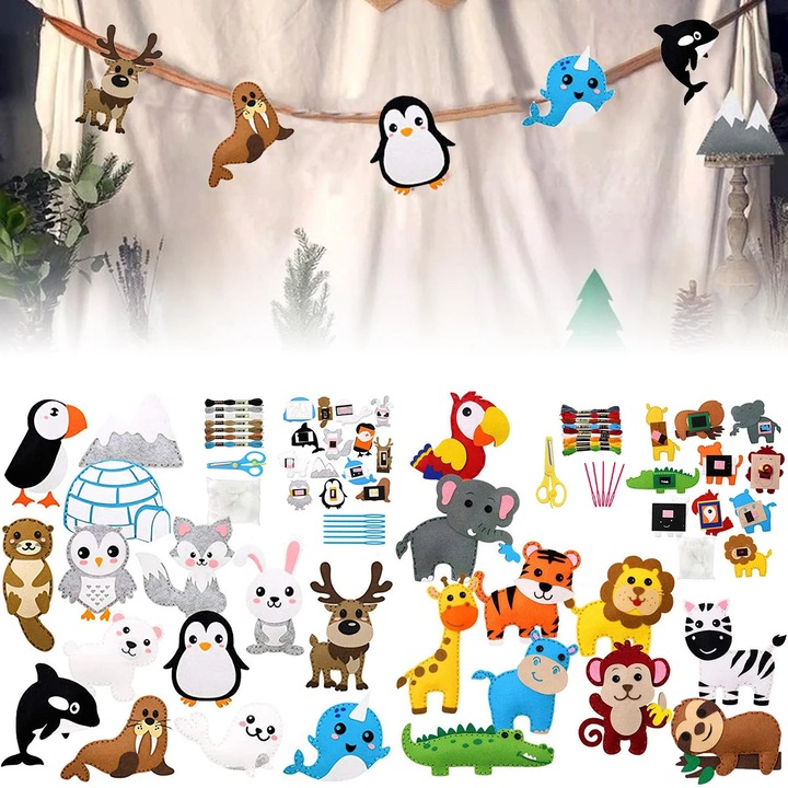 Image du produit Activity Board DIY couture Feutre Animaux Kit de couture Forêt Créatures Peluche Ornements Craft Kit Educatif DIY