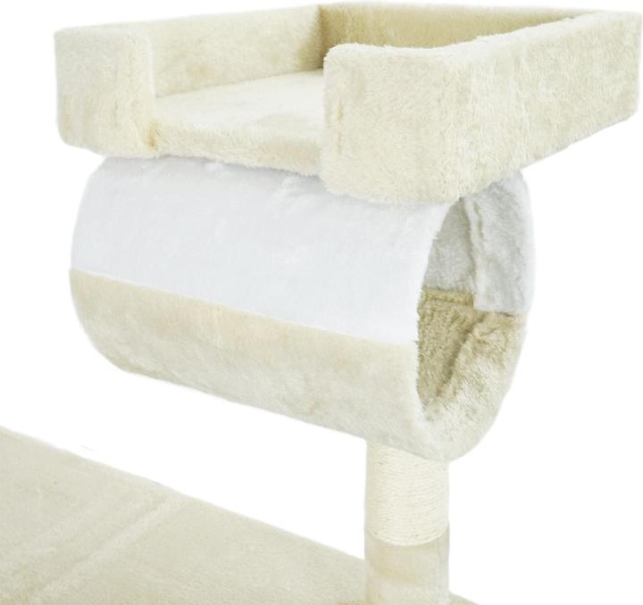 Produktbild Wiltec Kratzbaum beige/weiss 141cm Katzenbaum Katzenkratzbaum Kletterbaum Katze (141 cm, Weiss, Beige)