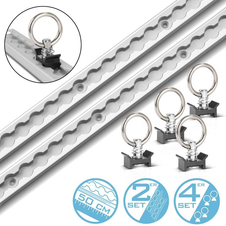 Immagine prodotto Stahlwerk Zurrschienen 2er Set mit Zurrösen 50 cm Airlineschienen aus Aluminium
