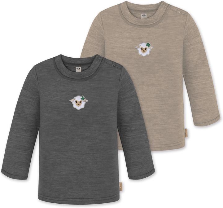 Produktbild Normani 2er Pack Baby Merino Longsleeve „Taupo" - 9473 (62, 68)